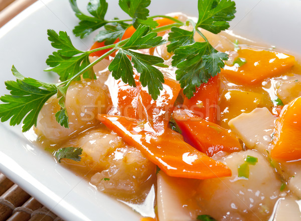 Stock photo: pork with vegetable and soya sauce