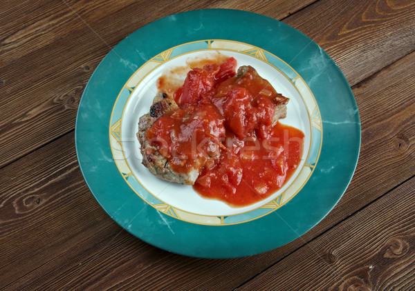 Foto stock: Tradición · carne · cocido · pimientos · tomates