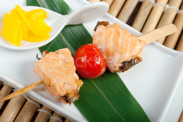 Japanese skewered  salmon Stock photo © fanfo