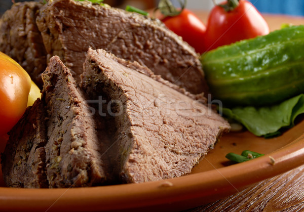 Geschnitten selten Rindfleisch Abendessen Fleisch Kochen Stock foto © fanfo