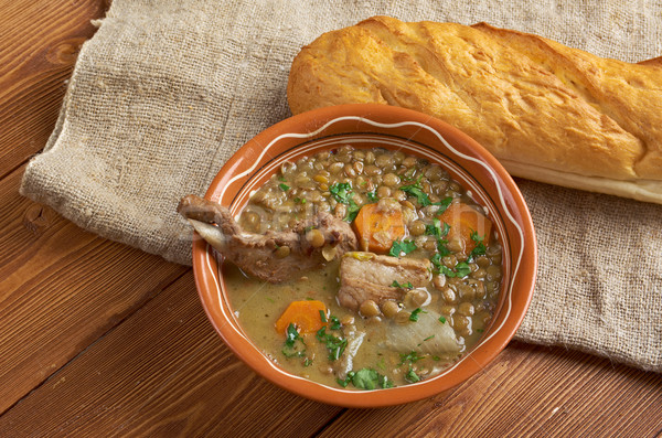 French soup with lentils and Dijon mustard Stock photo © fanfo