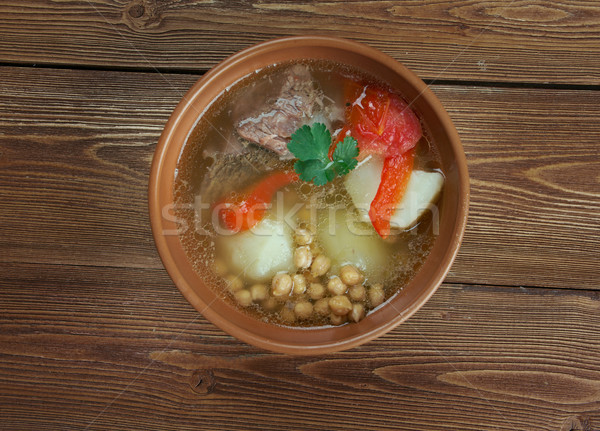 [[stock_photo]]: Soupe · caucase · central · mouton · légumes · feuille