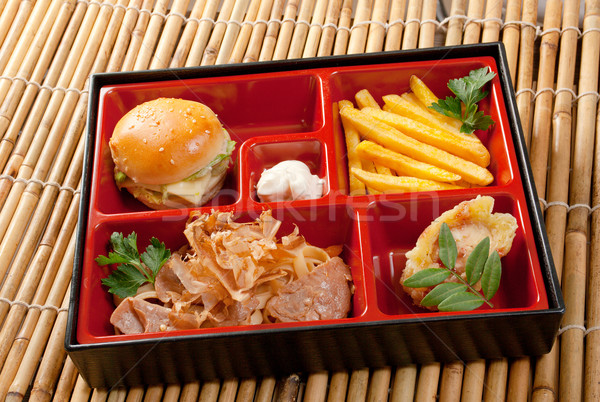 Japanese Bento Lunch .box of fast food with with pork,sandwich and vegetable Stock photo © fanfo