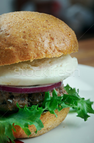 Final griego sabroso carne de vacuno Burger estilo Foto stock © fanfo