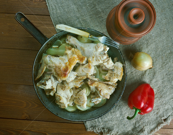 french stewed potatoes with chicken. Stock photo © fanfo