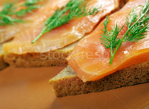 Sandwich Räucherlachs Essen Fisch orange Stock foto © fanfo