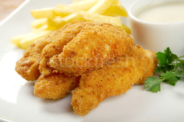 Frytki kurczaka czerwony mięsa szybko posiłek Zdjęcia stock © fanfo