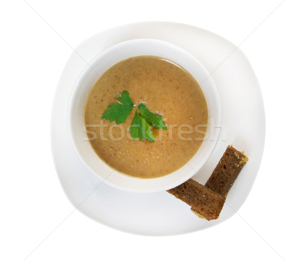 [[stock_photo]]: Crémeux · soupe · servi · isolé · blanche