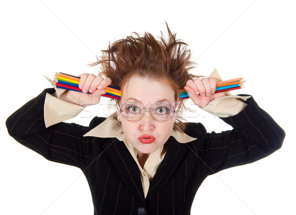 Angry crazy Business woman  Stock photo © fanfo