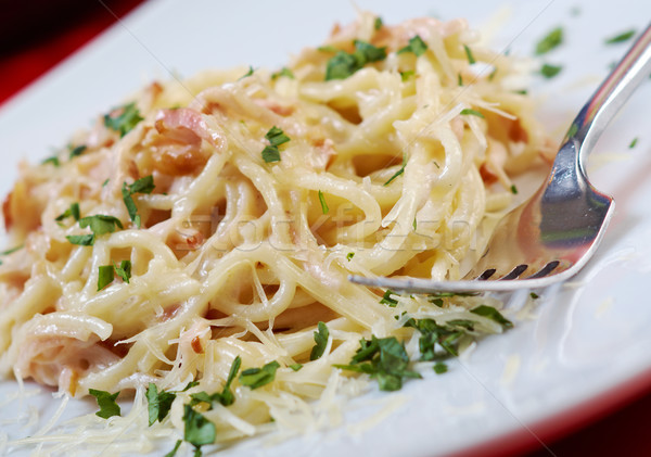 spaghetti carbonara on bowl Stock photo © fanfo