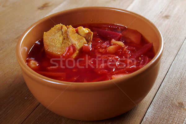  red-beet soup (borscht)  Stock photo © fanfo