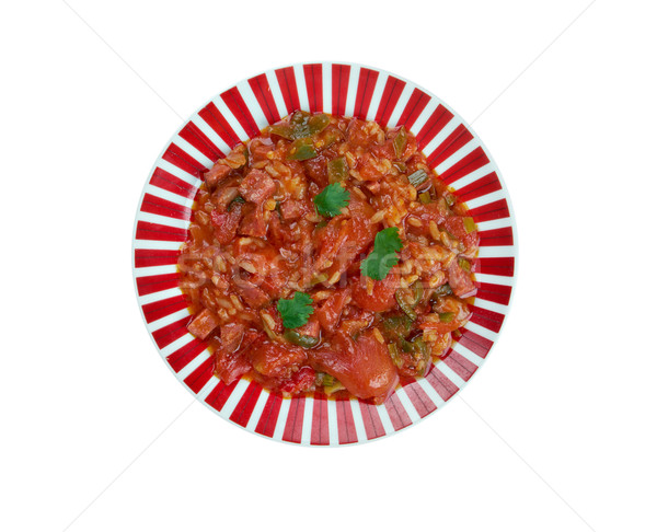 Schotel rijst groenten worst Rood lunch Stockfoto © fanfo