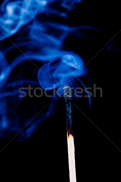 Fából készült gyufa égő fekete fa kék Stock fotó © fanfo