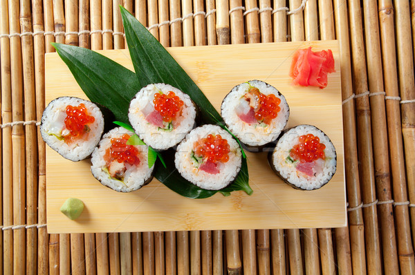 Japán szusi hagyományos füstölt hal piros Stock fotó © fanfo