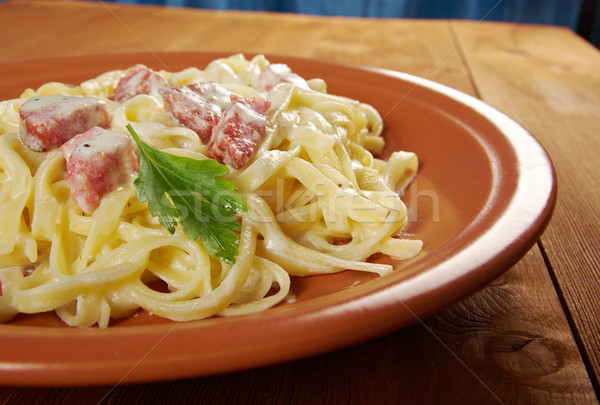 Pasta Wurst Foto Tomaten Kochen Stock foto © fanfo