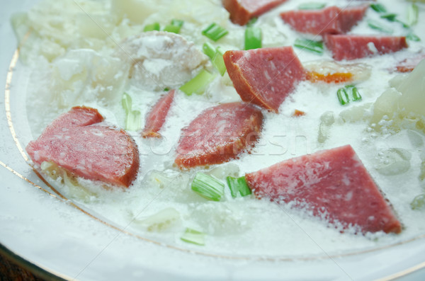 Creamy Cabbage  Kielbasa Soup Stock photo © fanfo