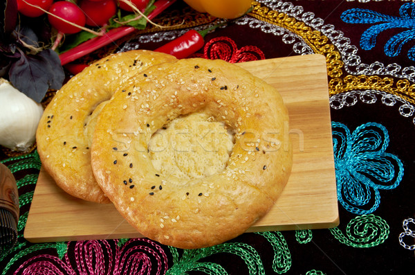 Central Asian cuisin - Ethnic uzbek bread Stock photo © fanfo