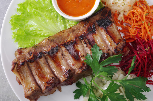 Fleisch Lamm Rippe Essen Salat Stock foto © fanfo