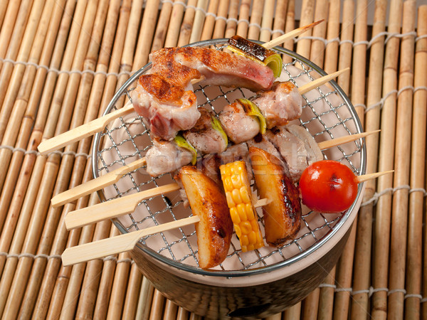 Japanese skewered  seafoods vegetables Stock photo © fanfo
