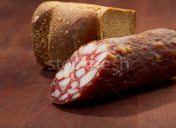 Foto stock: Primer · plano · tradicional · salchicha · salami · pan