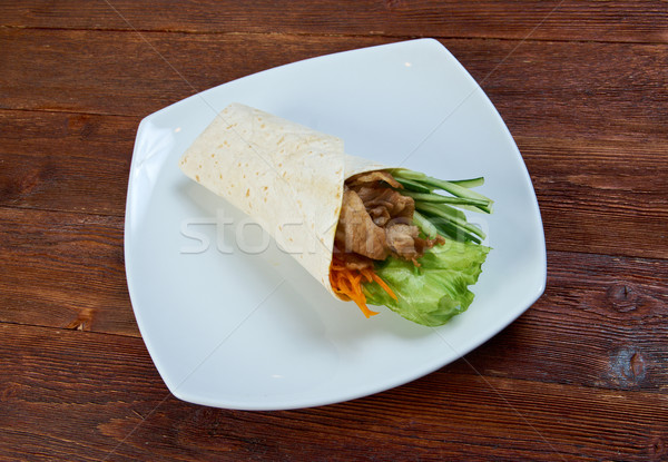 Foto stock: Desayuno · cerdo · rebanada · pepino · cena · carne