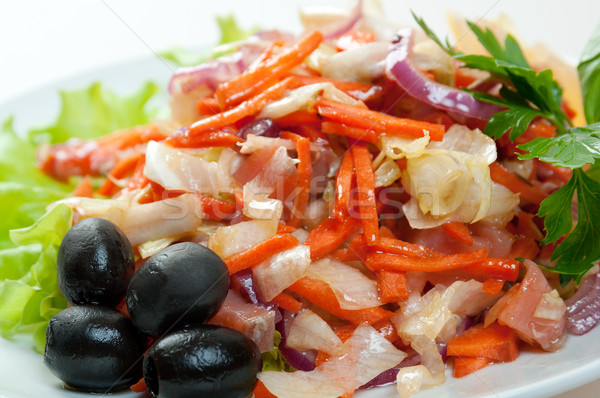 Saudável vegetariano salada salmão branco prato Foto stock © fanfo
