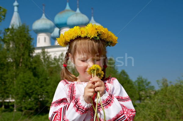  Russian  girl on church Stock photo © fanfo