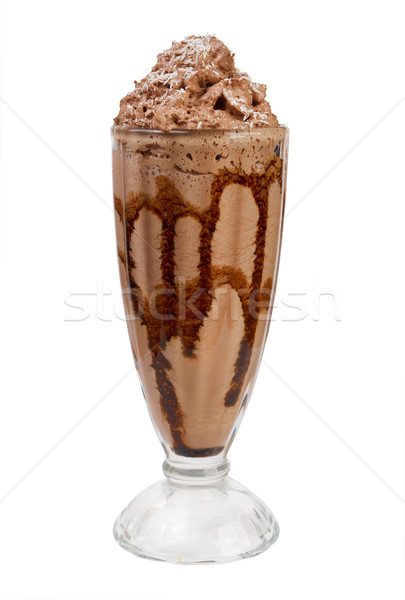 Stock fotó: üveg · csokoládé · smoothie · izolált · fehér · jég