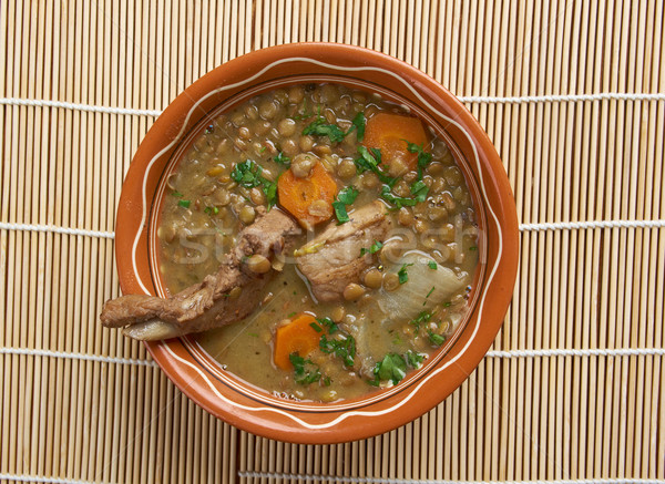Stock photo: French soup with lentils and Dijon mustard