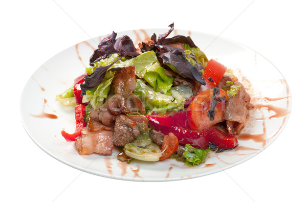 Saláta szalonna bazsalikom egészséges vegetáriánus fehér Stock fotó © fanfo