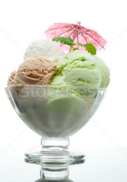 Stock photo: ice cream in a glass vase.