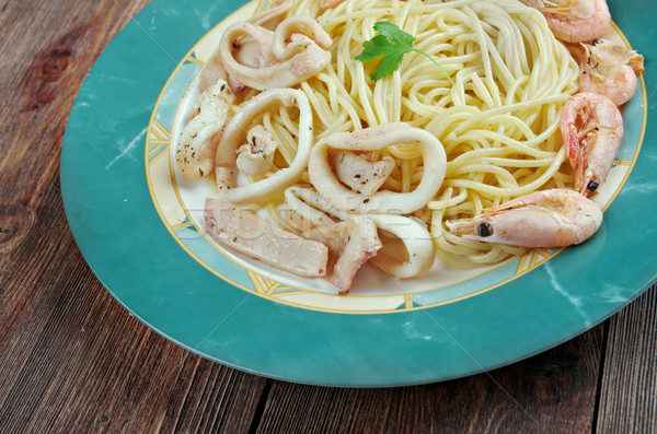 Stockfoto: Spaghetti · merrie · Italiaans · pasta · zeevruchten · zee