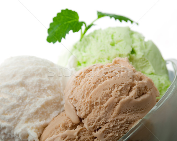 アイスクリーム ガラス 花瓶 クローズアップ 浅い チョコレート ストックフォト © fanfo