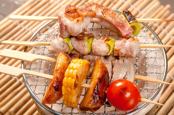 Japanese skewered  seafoods vegetables Stock photo © fanfo