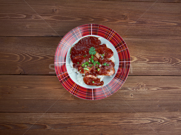 [[stock_photo]]: Crevettes · plat · Louisiane · origine · cuit · mélange