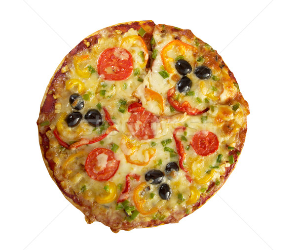 ストックフォト: ホーム · ピザ · トマト · 茄子 · クローズアップ · チーズ