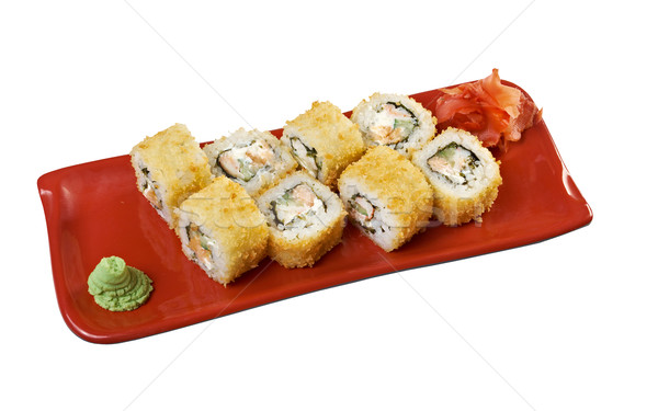 Rodar aguacate salmón japonés sushi tradicional Foto stock © fanfo