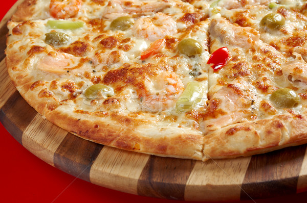 Pizza  with salmon Stock photo © fanfo