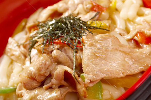 pork slice  and udon-noodle Stock photo © fanfo