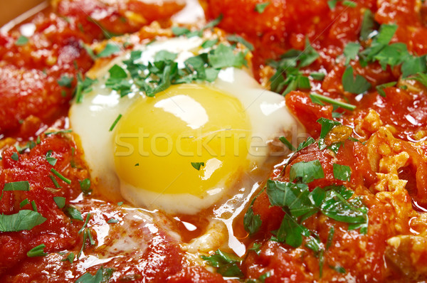 Naczyń jaj sos pomidory cebule Zdjęcia stock © fanfo