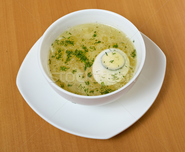 Chicken broth with dill and egg. Stock photo © fanfo
