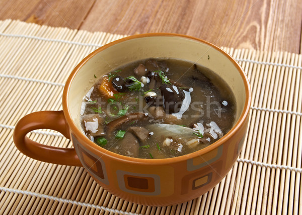 Rosyjski kiszona kapusta zupa grzyby perła jęczmień Zdjęcia stock © fanfo