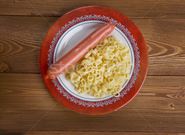 Salsiccia pasta servito ceramica ciotola alimentare Foto d'archivio © fanfo