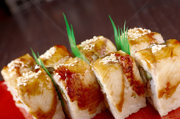 Sushi yılanbalığı geleneksel japon gıda balık sağlık Stok fotoğraf © fanfo