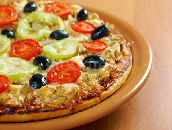 .home pizza with tomato and eggplant  Stock photo © fanfo