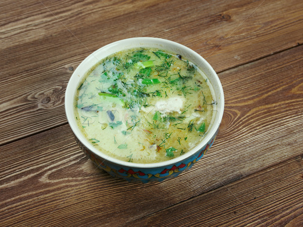 Traditionellen Suppe reichen Huhn Brühe geschlagen Stock foto © fanfo