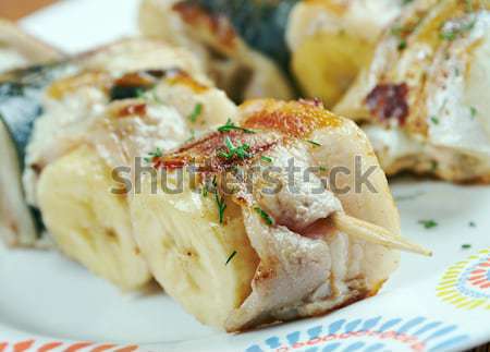 Foto stock: Americano · plato · pollo · setas · frescos · queso · parmesano