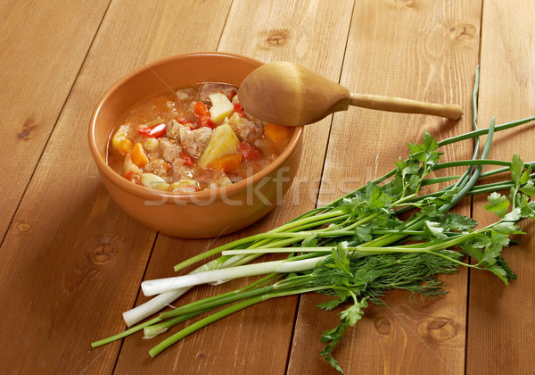 l Hungarian hot goulash soup Stock photo © fanfo