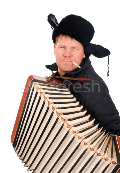 Russian man with accordion Stock photo © fanfo