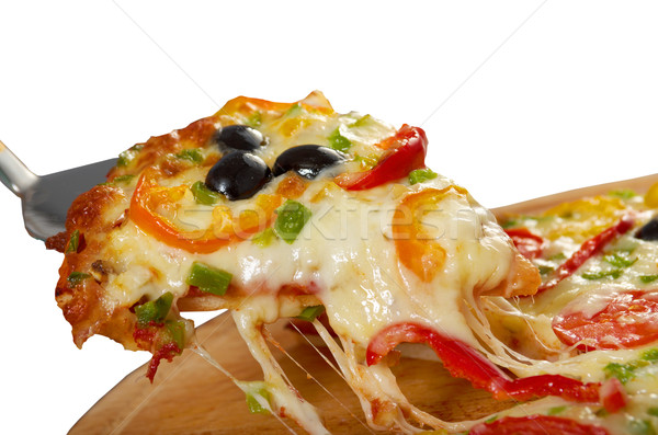 Plakje kaas home pizza tomaat Stockfoto © fanfo